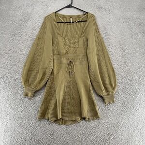 Free People Sweater Dress Womens Small Babydoll Flare Balloon Sleeve Cutout Boho